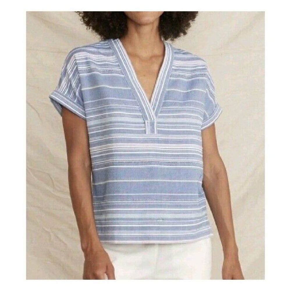 Marine Layer Bali Tunic in Blue Multi Stripe Cotton size Small